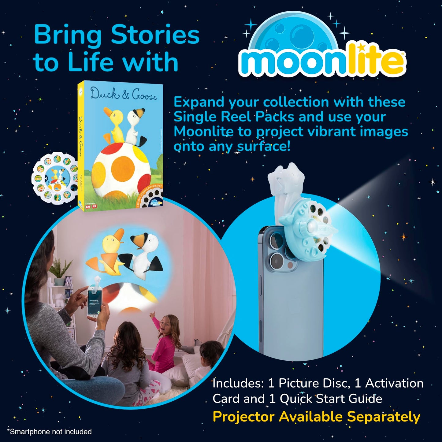 Moonlite Storybook Reels For Flashlight Projector, Kids Toddler | Duck & Goose | Single Reel Pack Story For 12 Months And Up