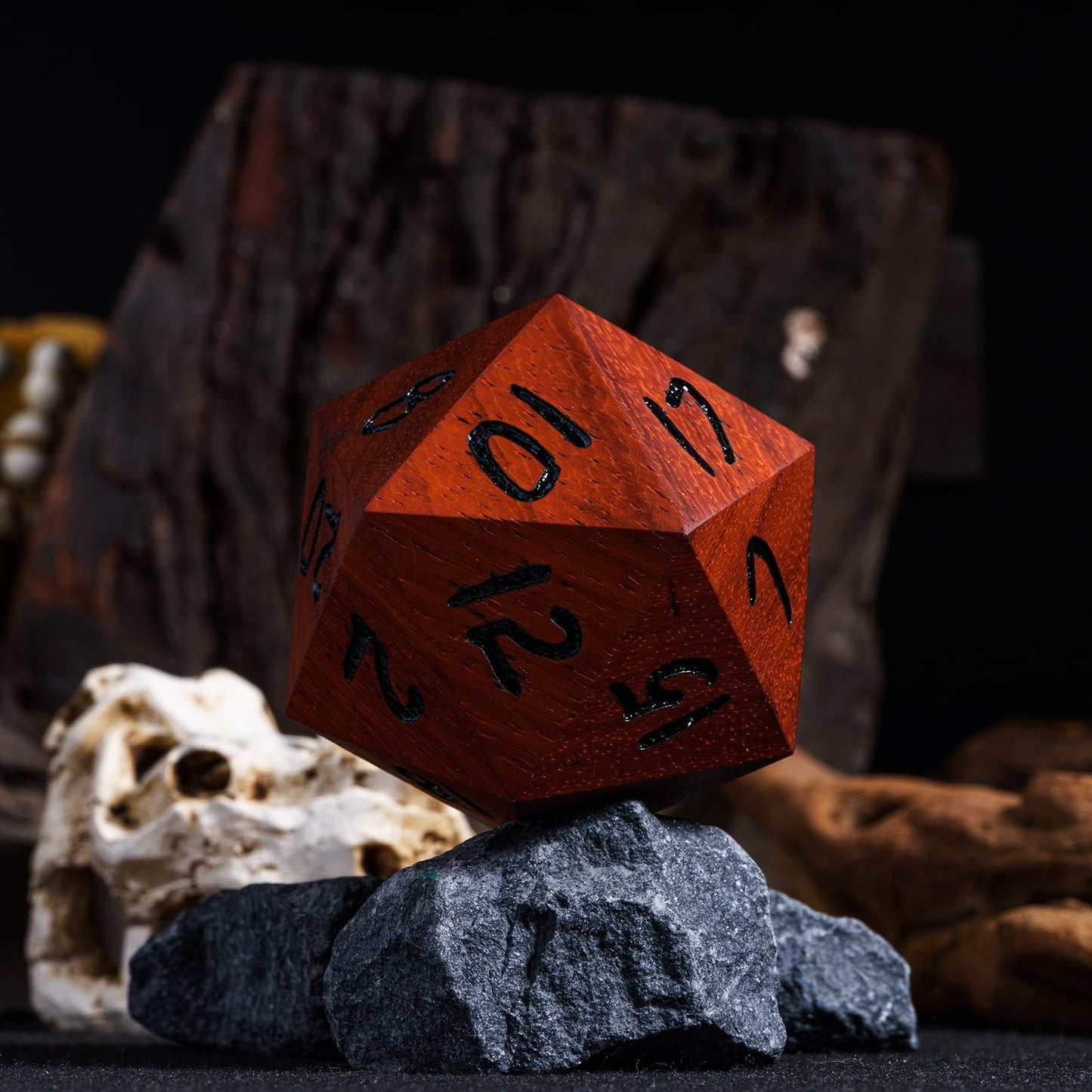 Hddais 50Mm Wood D20 Dnd Dice Red Pear Wood Dice 20 Sided Dice With Gift Case For D&D Dungeons And Dragons Role Playing Games