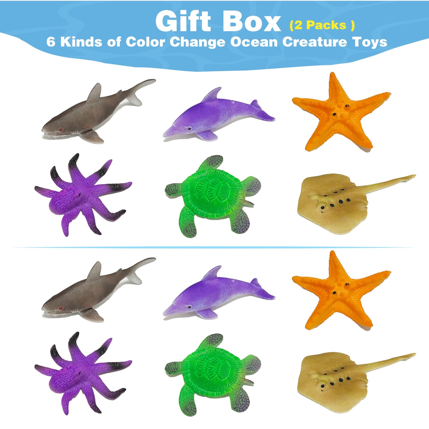 Ocean Animal Series -12pcs Temperature Color Change Bath Toys,Water Table Toys for Easter Egg Fillers,Goodie Bags Fillers,Themed