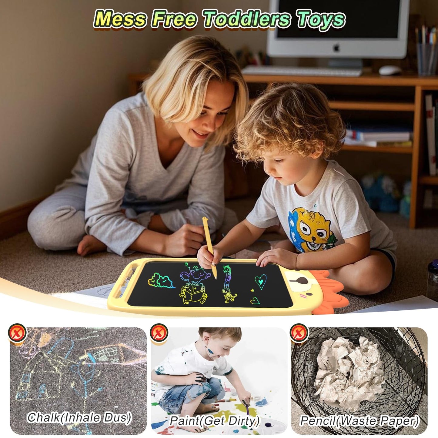 CHAFEGY 10 Inch LCD Writing Tablet, Erasable Doodle Board Toy, Cute Lion Drawing Pad for Kids Ages 2-6 - Educational Christmas B