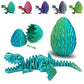 Easter Basket Stuffers - 3D Printed Dinosaur Toy, Mystery Crystal Dinosaur Egg With Articulated Tyrannosaurus Rex, Easter Basket Gifts Flexible Rexi Toys, Dragon Egg Fidget Toy For Autism(Bluegreen)