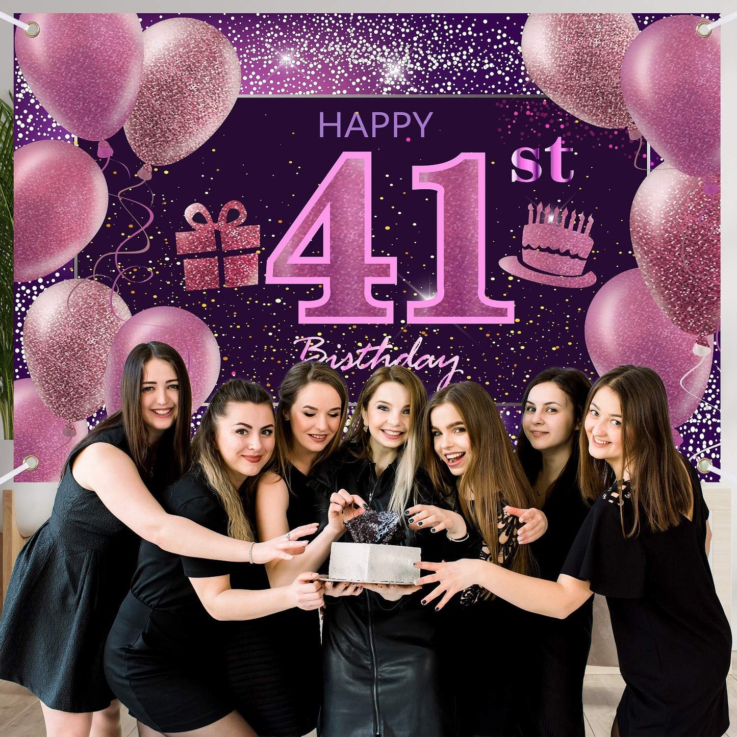 41St Birthday Decorations For Girls Imisi Happy Birthday Banner Pink Decorations For A Party Birthday Backdrop For Women