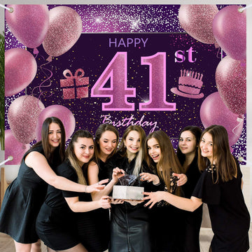 41St Birthday Decorations For Girls Imisi Happy Birthday Banner Pink Decorations For A Party Birthday Backdrop For Women