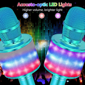 Amazmic Kids Karaoke Microphone Machine Toys For Girls Bluetooth Microphone With Led Light, Birthday Gift For Girls Boys 3 4 5 6 7 8 9 10 11 12 Year Old Kids Toys(Blue)