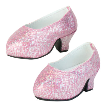 Sophia'S Sparkling High Heels With Closed Toes And Glitter Platform Pumps For 18 Inch Dolls, Pink
