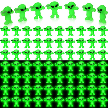 Croblissful 50 Pcs Mini Alien Figures Glow In The Dark Space Ship Tiny Small Alien Figurine For Easter Toys Bulk Gift Space Part