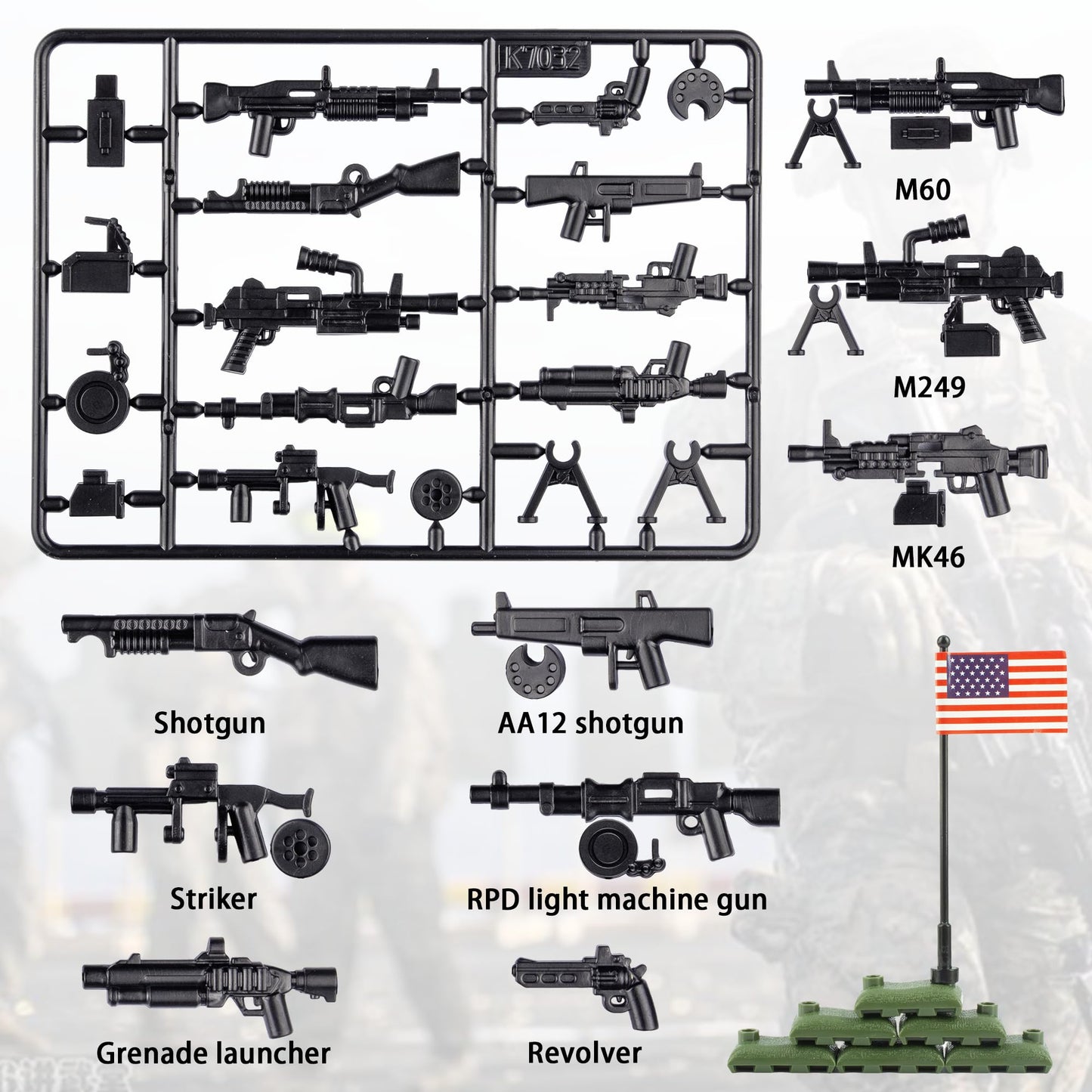 MaozyHomie  Pack Military U.S  in The Game Toy Set -  Accessories Weapon Battle Building Blocks Compatible with Major Brand  3 Years Old and up