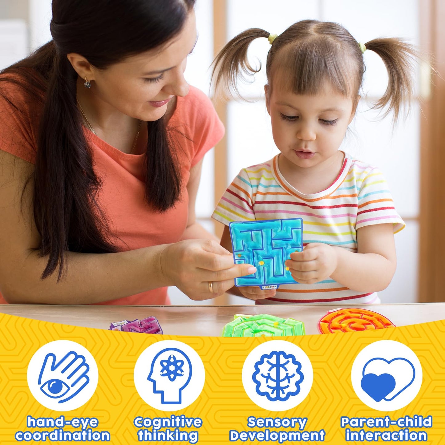 LESONG Squishy Fidget Toys - 4 Pack Maze Sensory Toys for Kids, ABS Material, Multiple Colors, Ideal for Autism & Classroom Calming