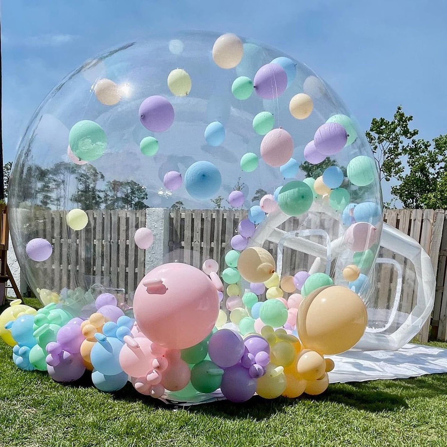 Inflatable Bubble House for Kids, 13Ft Clear Blow Up Balloon Dome with 6.5'L Tunnel, Outdoor Transparent Commercial Grade PVC Bu