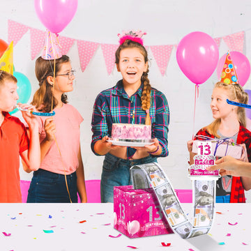13Th Birthday Gifts For Girls Hot Pink 13Th Birthday Money Box For Cash Gift Pull Surprise Birthday Money Gift Boxes With Pull O