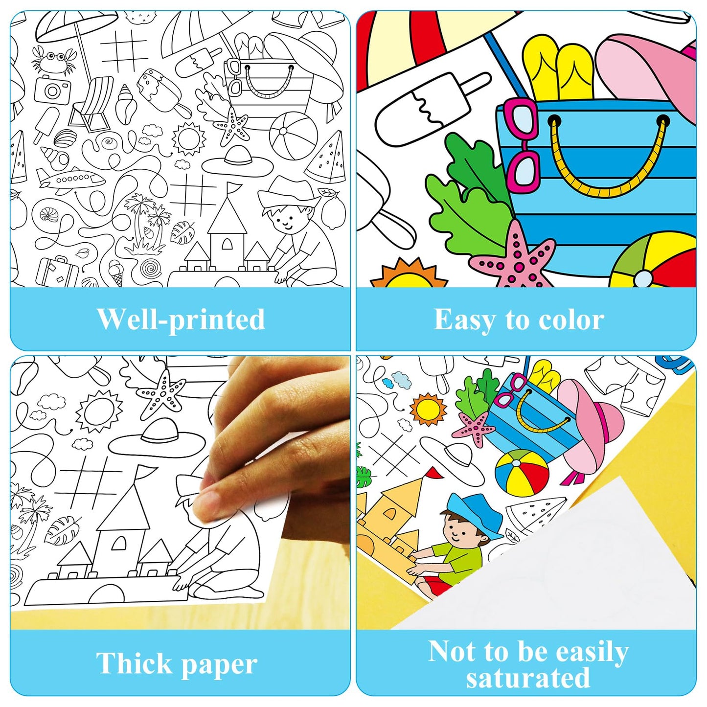 Qyeahkj Giant Paper Summer Coloring Tablecloth For Kids Large Swimming Pool Coloring Poster Table Cover Table Cloths For Classro