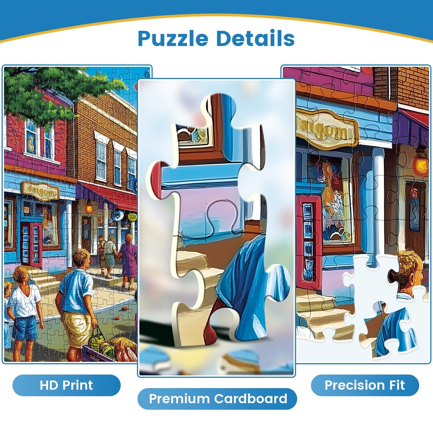 500 Piece Puzzles for mature-themed Commercial Street Jigsaw Puzzle for Kids mature-themed Seniors Puzzle with Letters on Back Interlock Perfectly Gifts Halloween Thanksgiving Christmas Family Games Lovers 20.5*15In