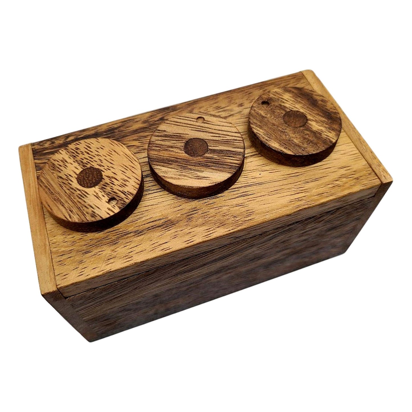 Playkids 3 Wheel Puzzle Box - Wooden Secret Lock Puzzle, Brown, Model: 3WheelPuzzleBox