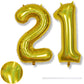21St Birthday Balloons For Men, Large Laser Gold Foil Number 2 & 1 Balloons, Mylar Globos Dorados Self Inflating Helium 21 Ballo