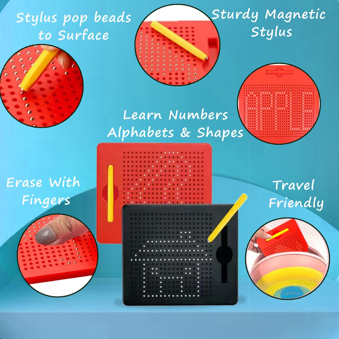 Funblast Magnetic Drawing Board Educational Toy - Sketch Pad For Kids, Draw Freely Doodle Pad With Magnetic Balls For 3+ Kids (R