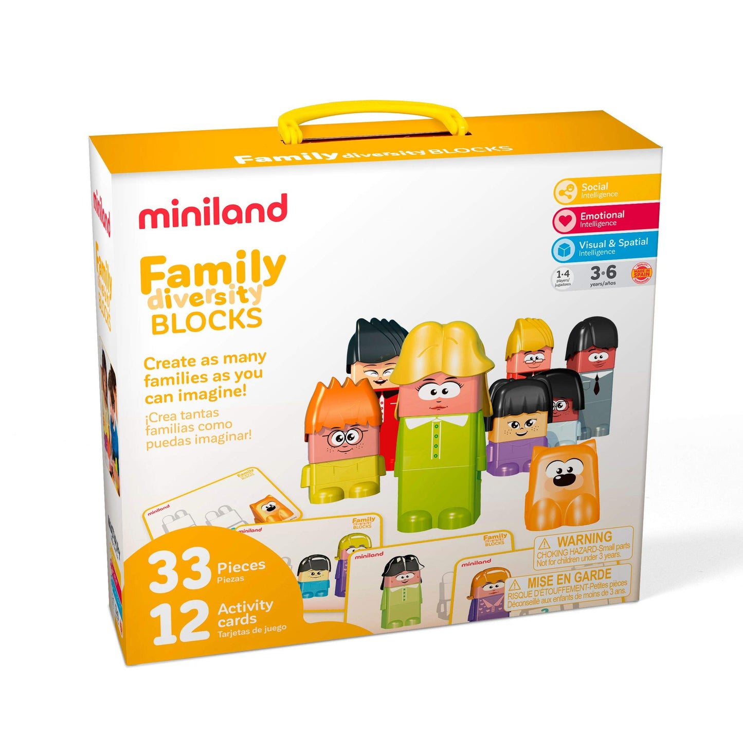 Miniland Family Diversity Blocks Game for Children from 3 to 6 Years. 33 Pieces, 12 Activity Sheets and 1 brochure. Compatible w