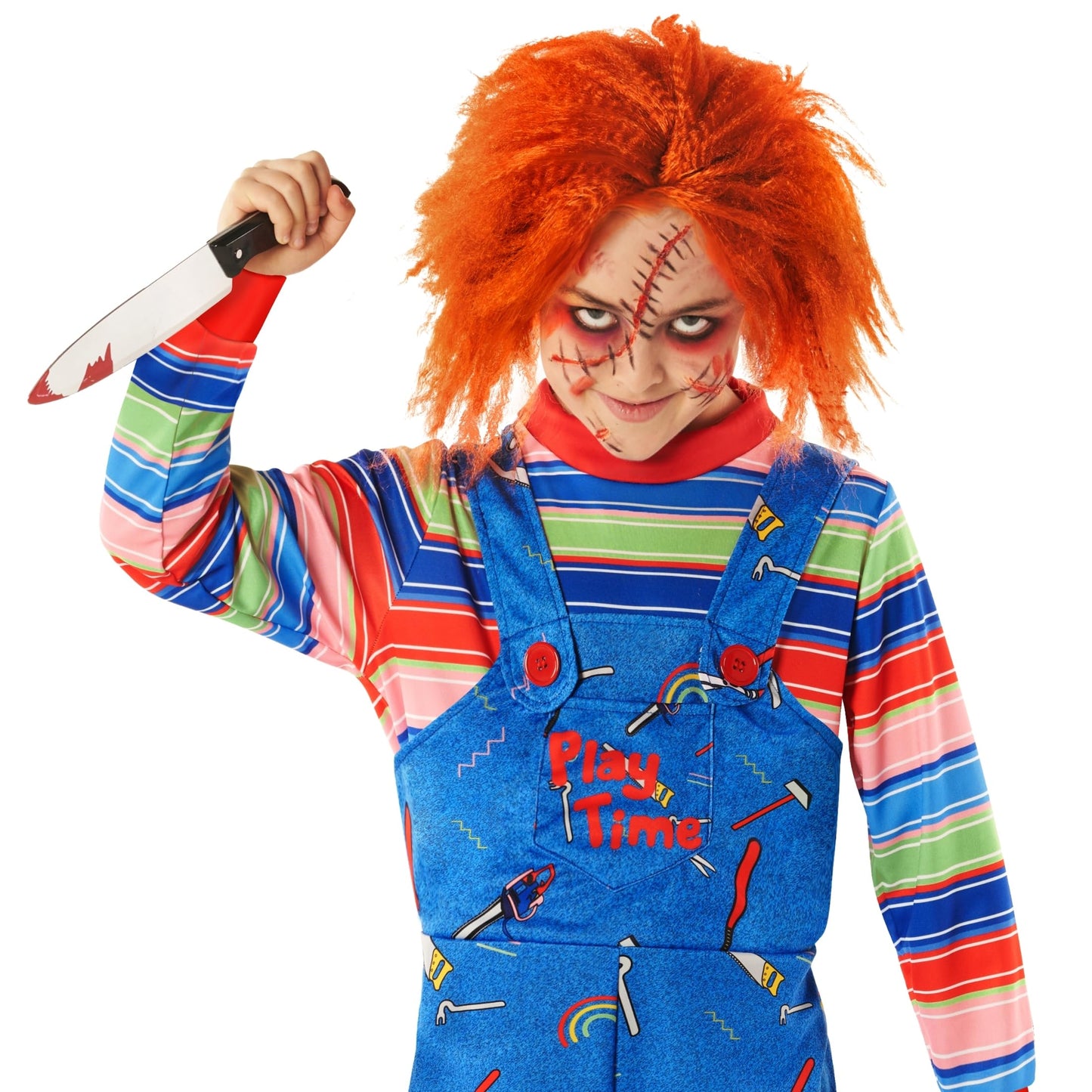 Morph Play Time Killer Costume For Boys - Horror Movie Halloween Costume With Wig For Kids, Large