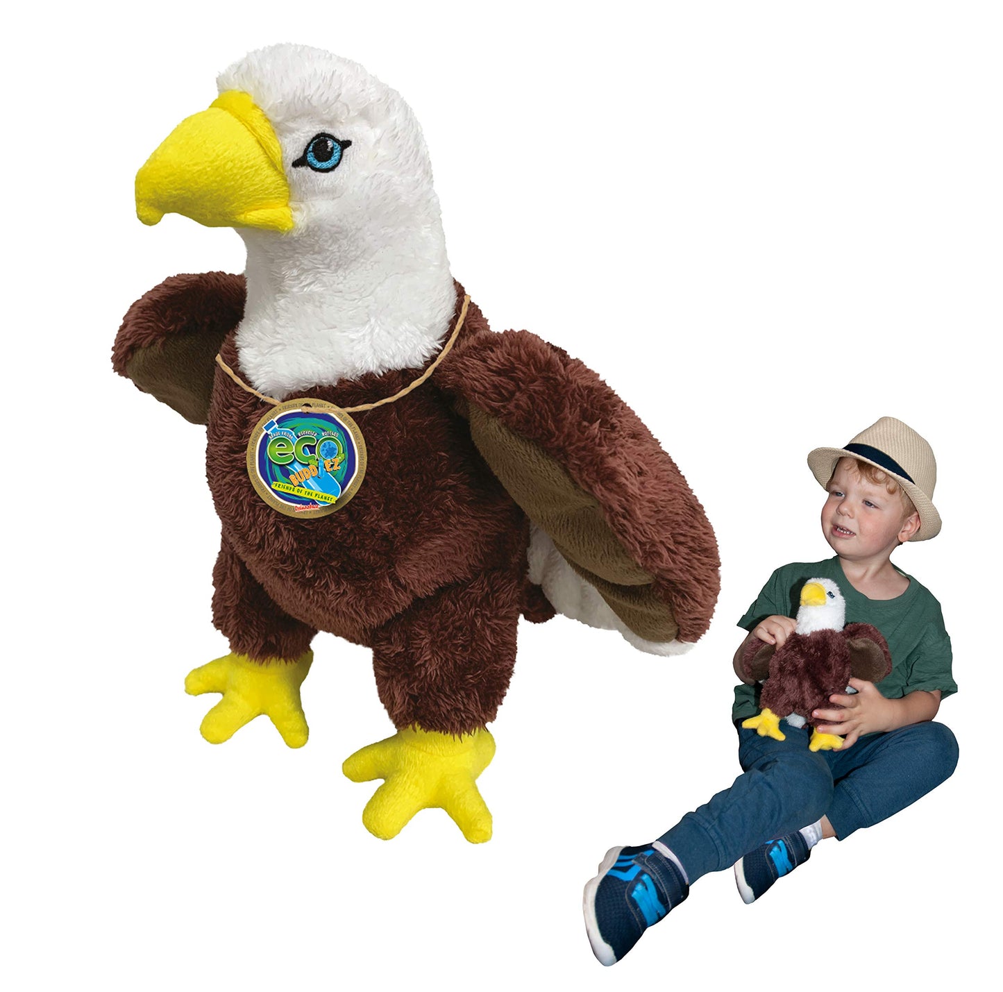 Ecobuddiez - Eagle From Deluxebase. 12 Inch Eagle Plush Toy. Eco Friendly Child Safe Eagle Stuffed Animal Made From Recycled Plastic Bottles.