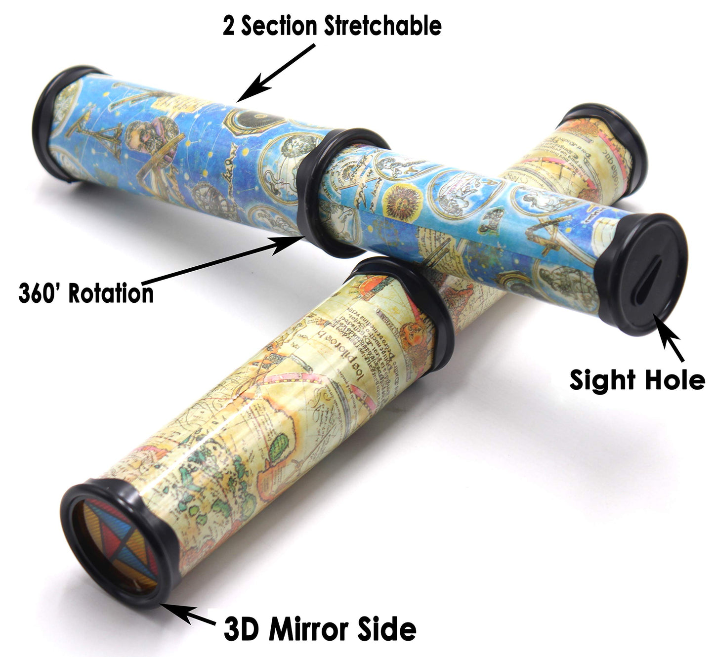 Fivoendar Magic Kaleidoscope, 4 Pack For Kids Adults 3D Mirror Lens Kaleidoscope Party Favors Stretchable Long Classic Kaleidoscope Toy Educational Science Developmental Toy (Two Colors)