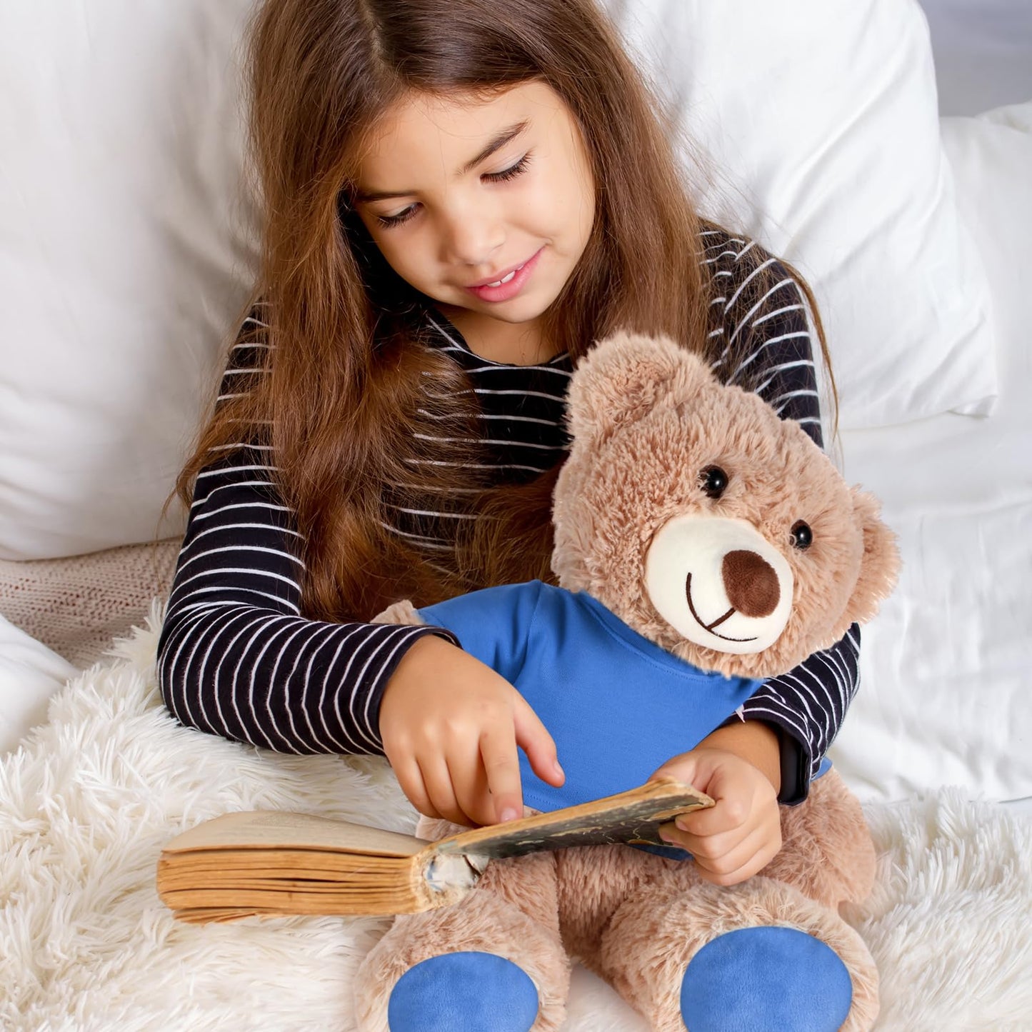 Roundfunny Bear Tee Shirt Fit 14-18Inch Bear Clothes Stuffed Animal Clothes Shirt Basic Stuffed Bears Dolls Shirt, Blue