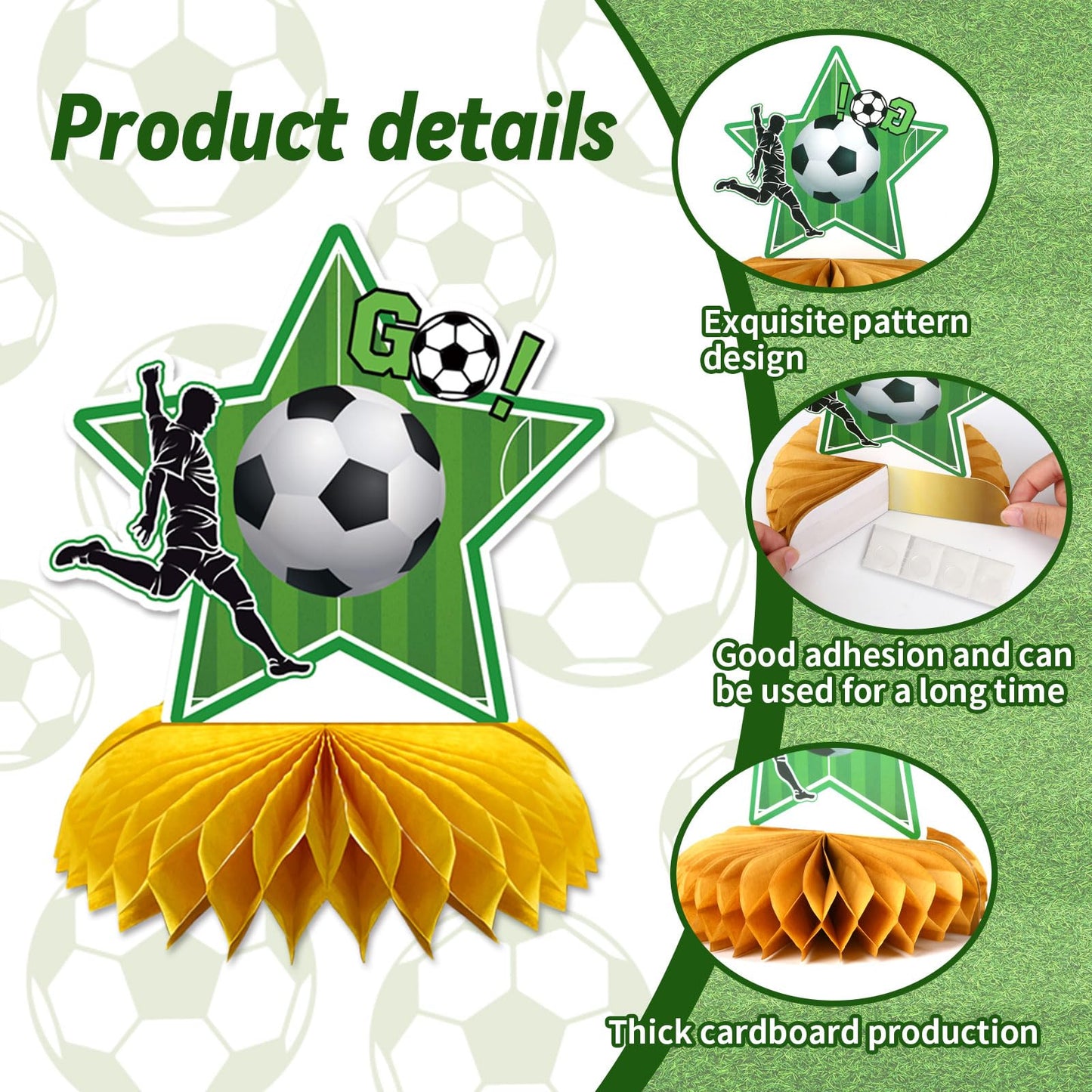 DTOFOOT 10Pcs Soccer Party Decorations, Soccer Birthday Party Decorations Soccer Ball Birthday Honeycomb Centerpiece Soccer Them
