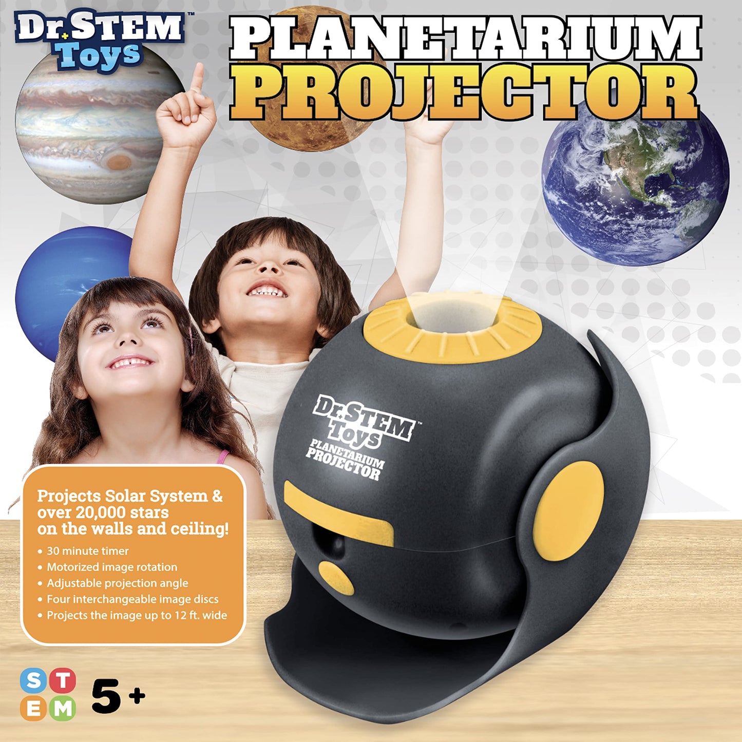 Dr. STEM Toys Star Projector for Kids 5 & Up | Rotating Planetarium Projection Lamp Lights Up Your Childs Room with a Whole Gala