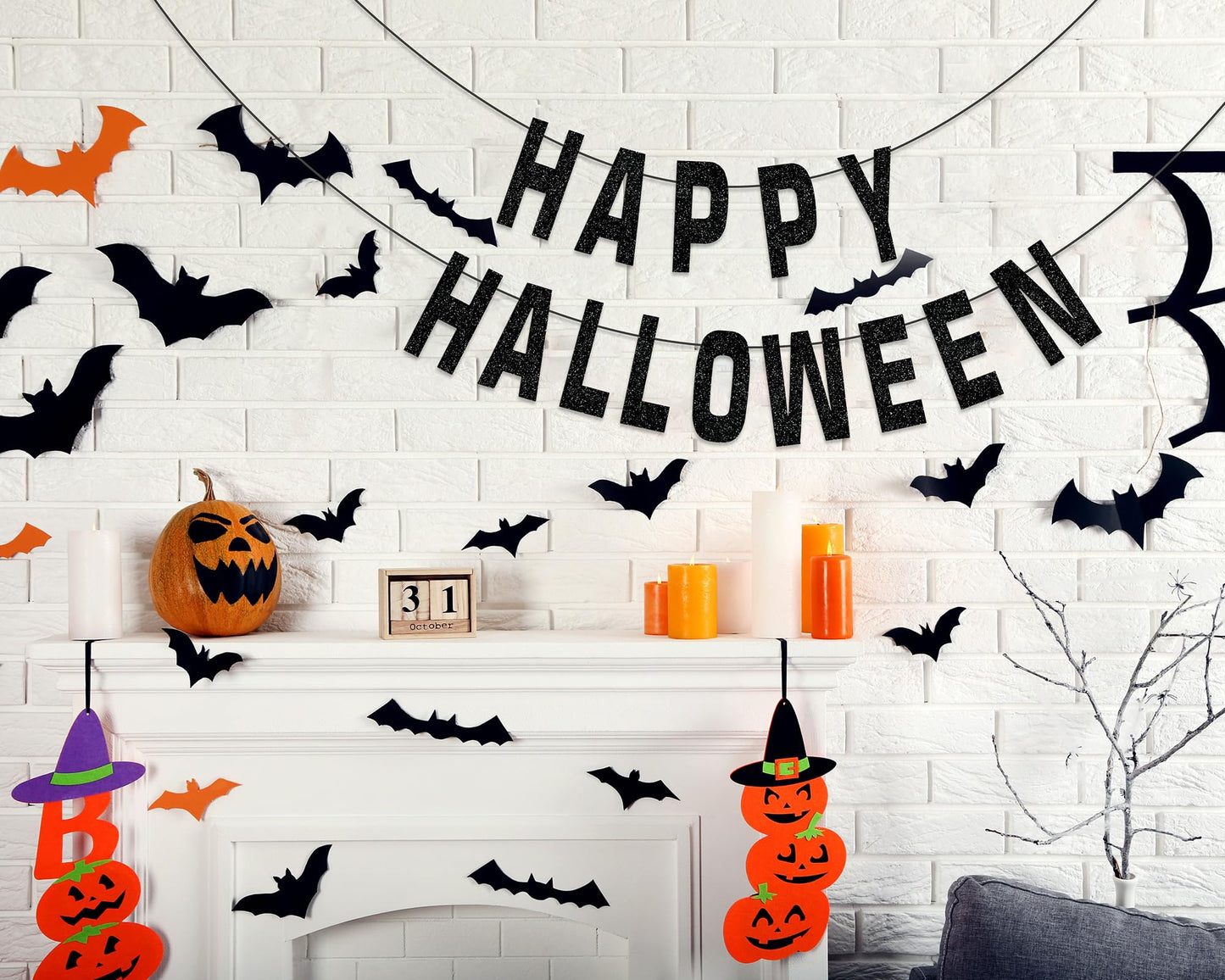 78 Pcs Make Your Own Banner Kits Large Size 6 Inch DIY Glitter Letter Pack Reuse Letters Banner Kit with White Ribbon for Birthd