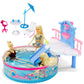 Glam Pool Playset, Deluxe Doll Pool With 7 Pcs Pool Accessories, Fits Dolls Up To 12 Inch, Kids Gifts For 3 To 8 Year Olds Girls, Bath Toys For Toddlers, Birthday Xmas Toy Gifts For Girls Kids Aged 3+