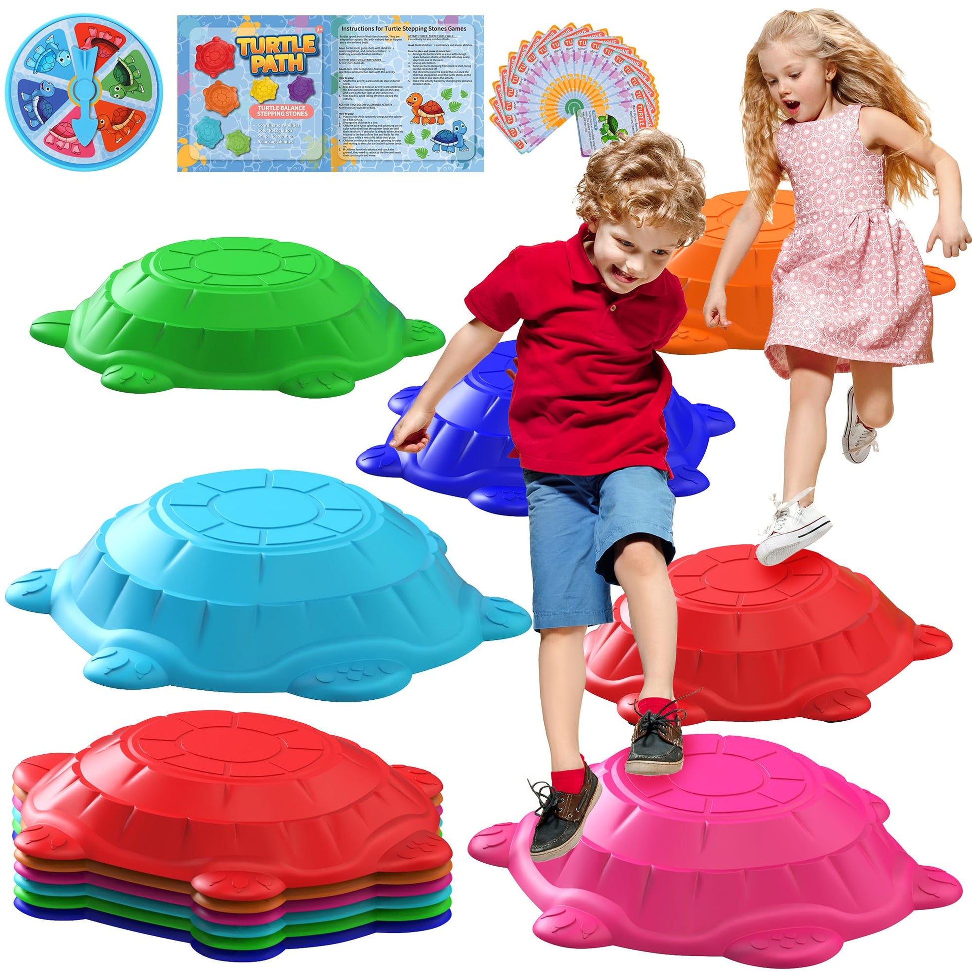 Stepping Stones For Kids,6 Pcs Non-Slip Turtle Jumping Balance Rocks Toys For Toddlers Outdoor Indoor Play Gift,Sensory Obstacle