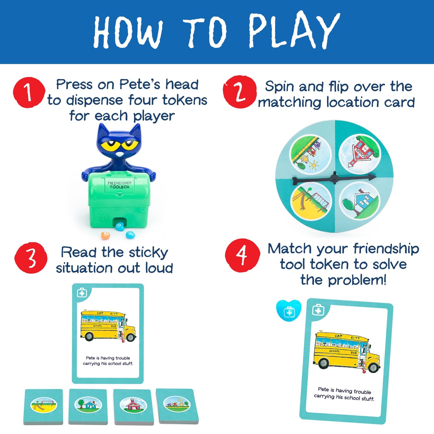 Educational Insights Pete The Cat Groovy Friendship Game - Multicolor Board Game for Kids, Ages 4+, Model 2465