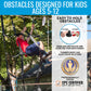 Ninja Warrior Obstacle Course For Kids, 2X50 Ft Slackline, 10 Weatherproof Obstacles, Up To 880 Lbs, Ages 5-12, Includes Ratchet-Tight Technology, Monkey Net, Climbing, Swinging, Outdoor Backyard Fun