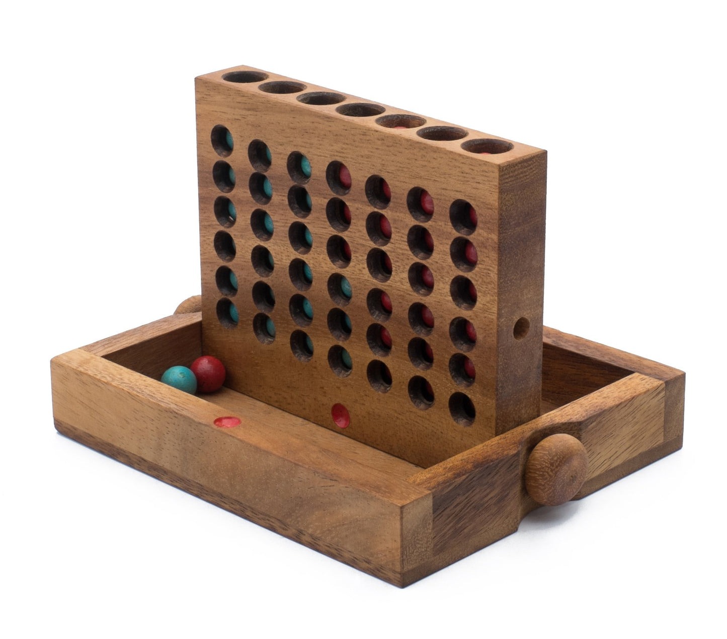 Wooden 4 in-Row Game (Travel Set) | Wood Connect Line Game Traditional Family Board Games | Strategy Game | Classic Table Game enhanced Handmade Unique Gift & Table Accent