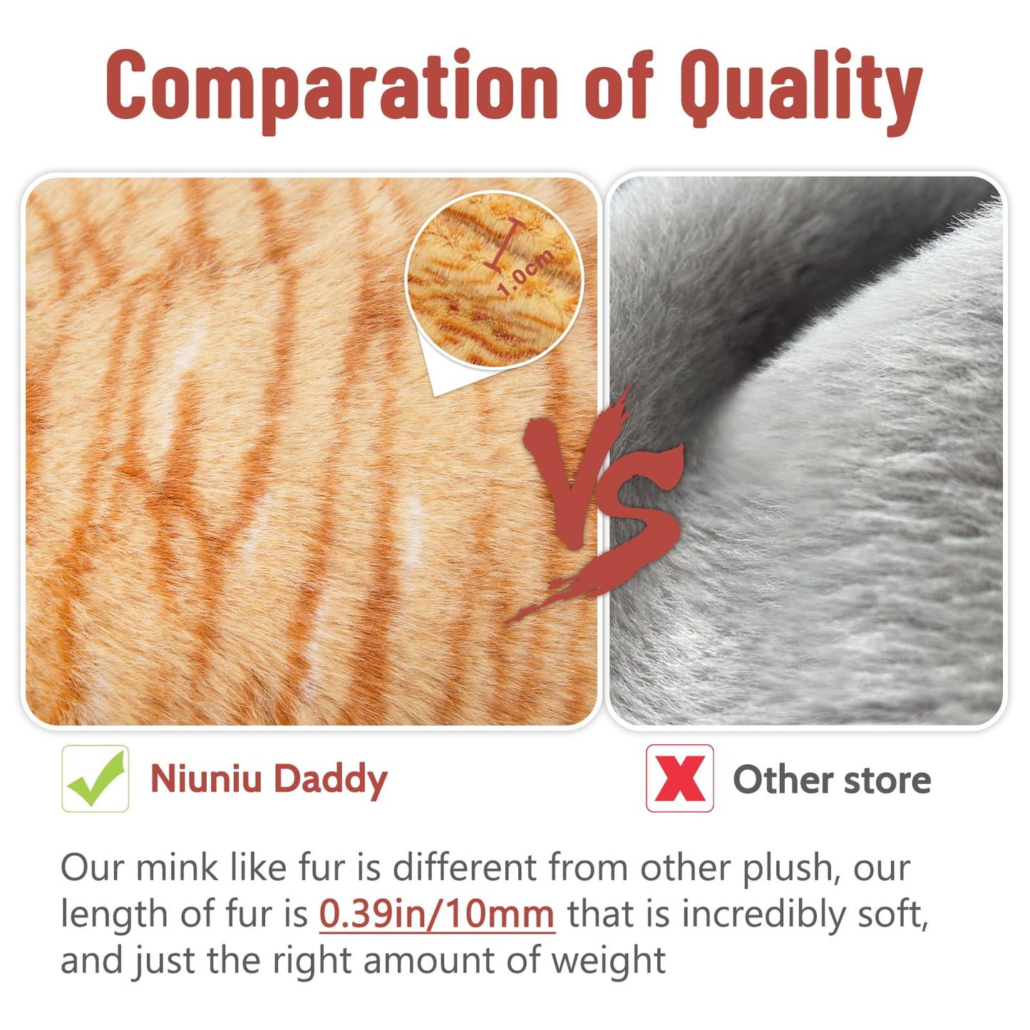 Niuniu Daddy 20'' | 3.3 Pound Weighted Cat Stuffed Animals For Adults, Orange Cat Plush Toy For Toddler Teens Kids, Large Orange