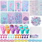 Faccito Mermaid Party Favors Mermaid School Stationery Set Class Reward Gift Notebooks Pencils Sharpener Erasers Stickers Sharpe
