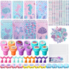 Faccito Mermaid Party Favors Mermaid School Stationery Set Class Reward Gift Notebooks Pencils Sharpener Erasers Stickers Sharpe
