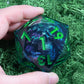 Mini Planet Chonk 50mm D20 DND Liquid Core Polyhedral TTRPG Handmade Dice with Gift Box Aqua E17 LED Flower Skull