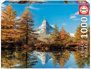 Educa - Matterhorn Mountain In Autumn - 1000 Piece Jigsaw Puzzle - Puzzle Glue Included - Completed Image Measures 26.8' X 18.9' - Ages 14+ (17973)