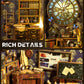 Ourmiao Book Nook Kit Detective Agency, Diy Booknooks Kit For Adults Teens With Sensor Lights, Bookshelf Diorama Miniature Scene