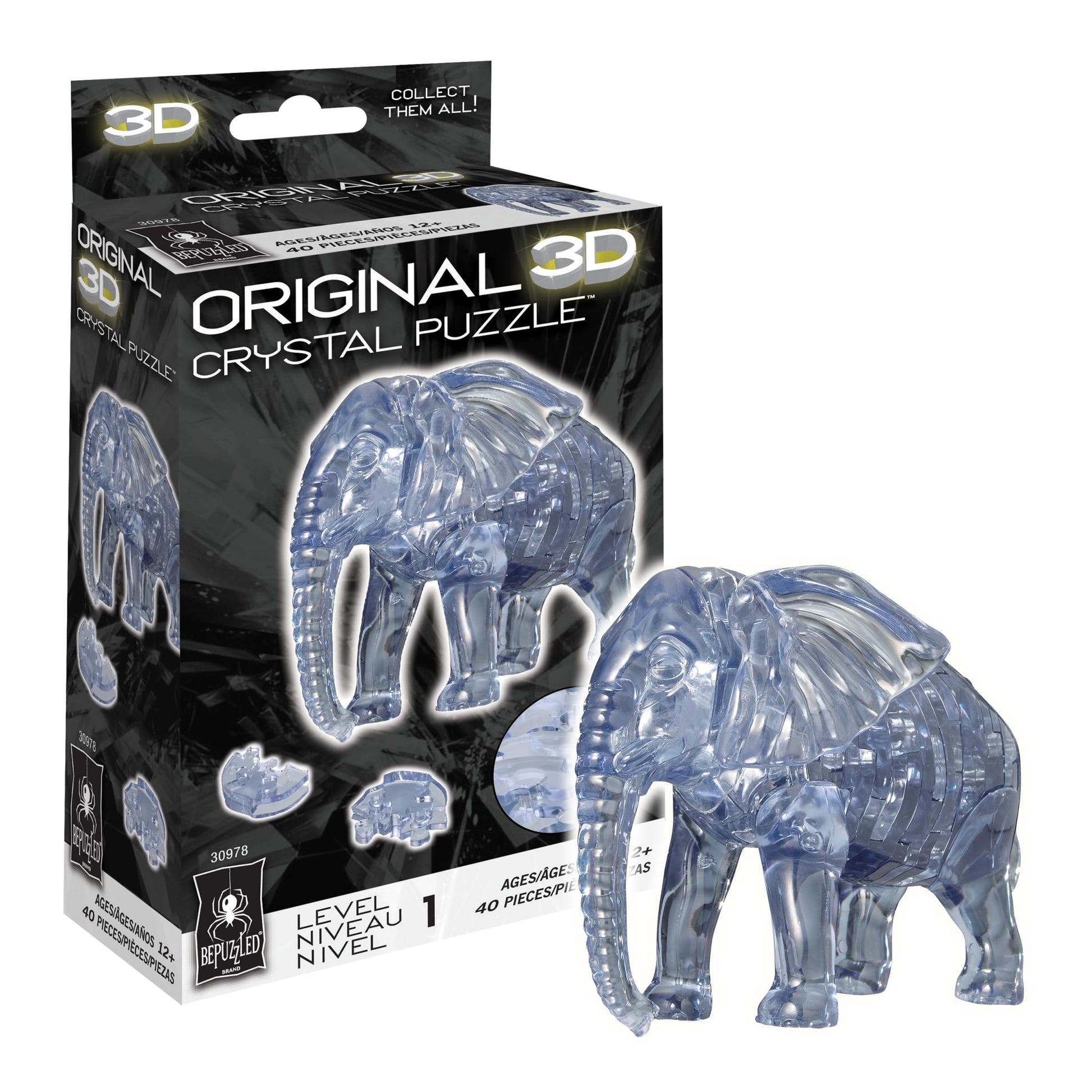 Bepuzzled | Elephant Original 3D Crystal Puzzle, Ages 12 And Up