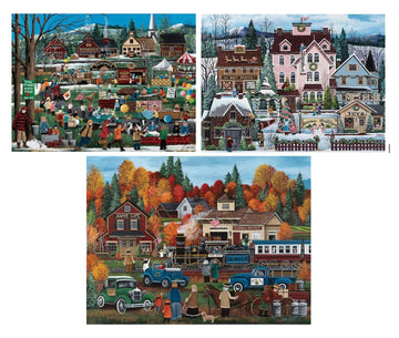 Bits and Pieces - Value Set of Three Jigsaw Puzzles for Adults - Colorful Seasons Collection by Debbi Wetzel - Spring, Summer, A