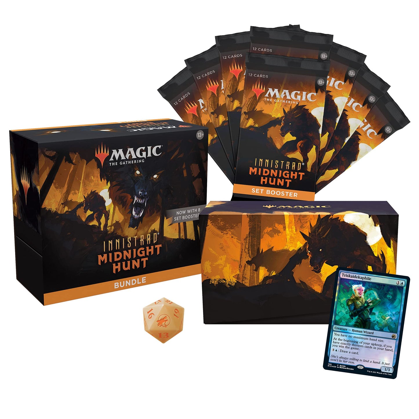 Magic: The Gathering Innistrad Midnight Hunt Bundle - 8 Set Boosters, Accessories, Multicolor, Model C89510000
