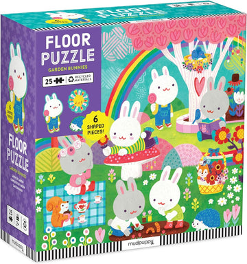 Mudpuppys Garden Bunnies 25 Piece Floor Puzzle, Features 25 Colorful, Oversized Pieces, Includes 6 Special Shaped Pieces of Ador