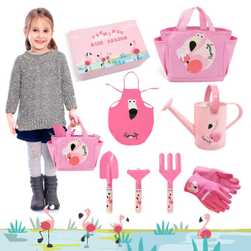 Altdorff Girls Gardening Set  Kids Garden Tools Kit Include 3 Pieces Hand Tools  Kids Apron  Tote Bag  Garden Glove and Watering Can  Garden Toys Gifts for Children