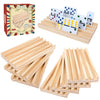 GOTHINK Wooden Domino Trays/Racks/Holders Set of 8  Domino Tiles Holders for Mexican Train and Other Domino Games - Dominoes NOT Included