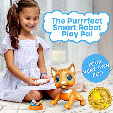Power Your Fun Robo Pets Cat For Girls And Boys - Remote Control Robot Toy Interactive Hand Motion Gestures, Robot Toys Smart St