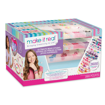 Make It Real - Ultimate Bead Studio. DIY Tween Girls Beaded Jewelry Making Kit. Arts and Crafts Kit Guides Kids to Design and Cr