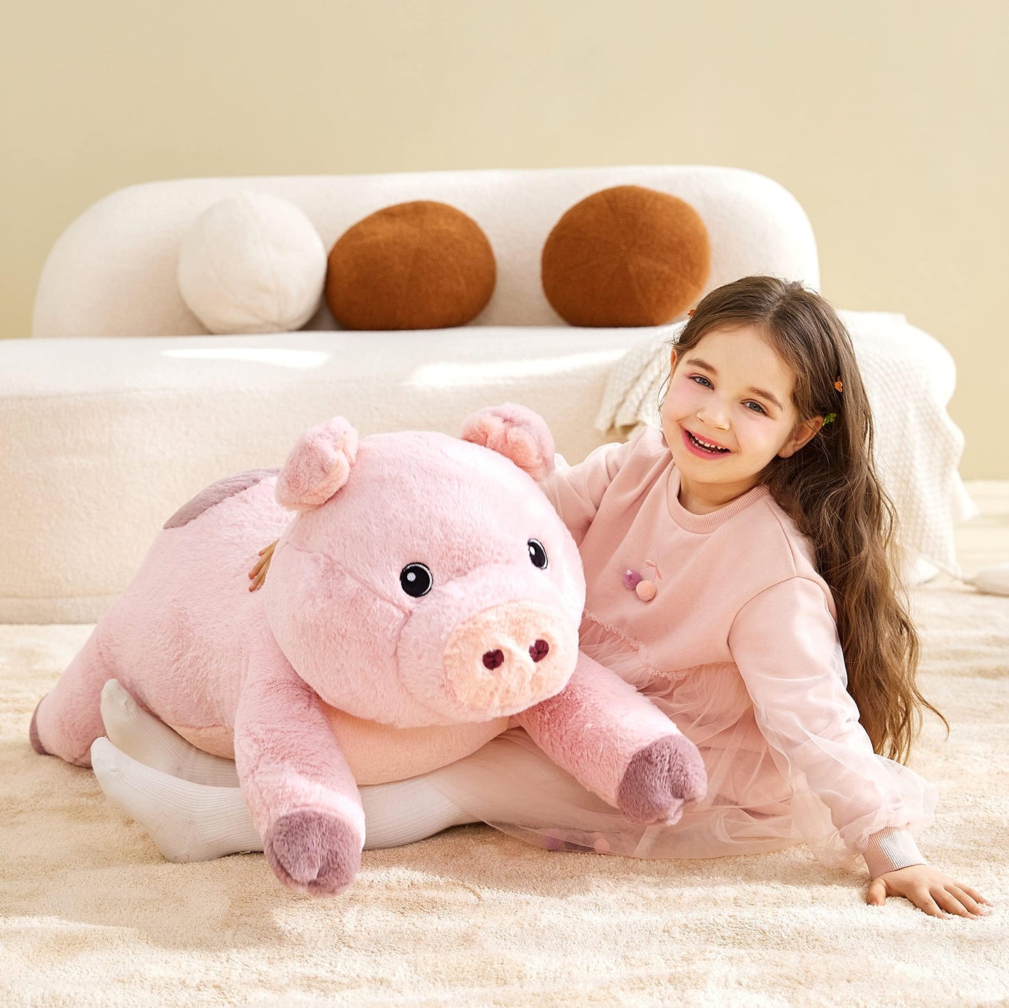 IKASA Giant Pig Stuffed Animal Plush Toy, 30" Plush, Polyester, Model 6636591, Ideal Gift for Kids and Girlfriends