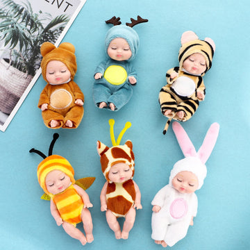Onest 12 Sets 4 Inch Dolls Cute Baby Dolls Include 12 Pieces Baby Mini Dolls Mini Baby Sleeping Dolls, 12 Sets Handmade Animal Doll Clothes