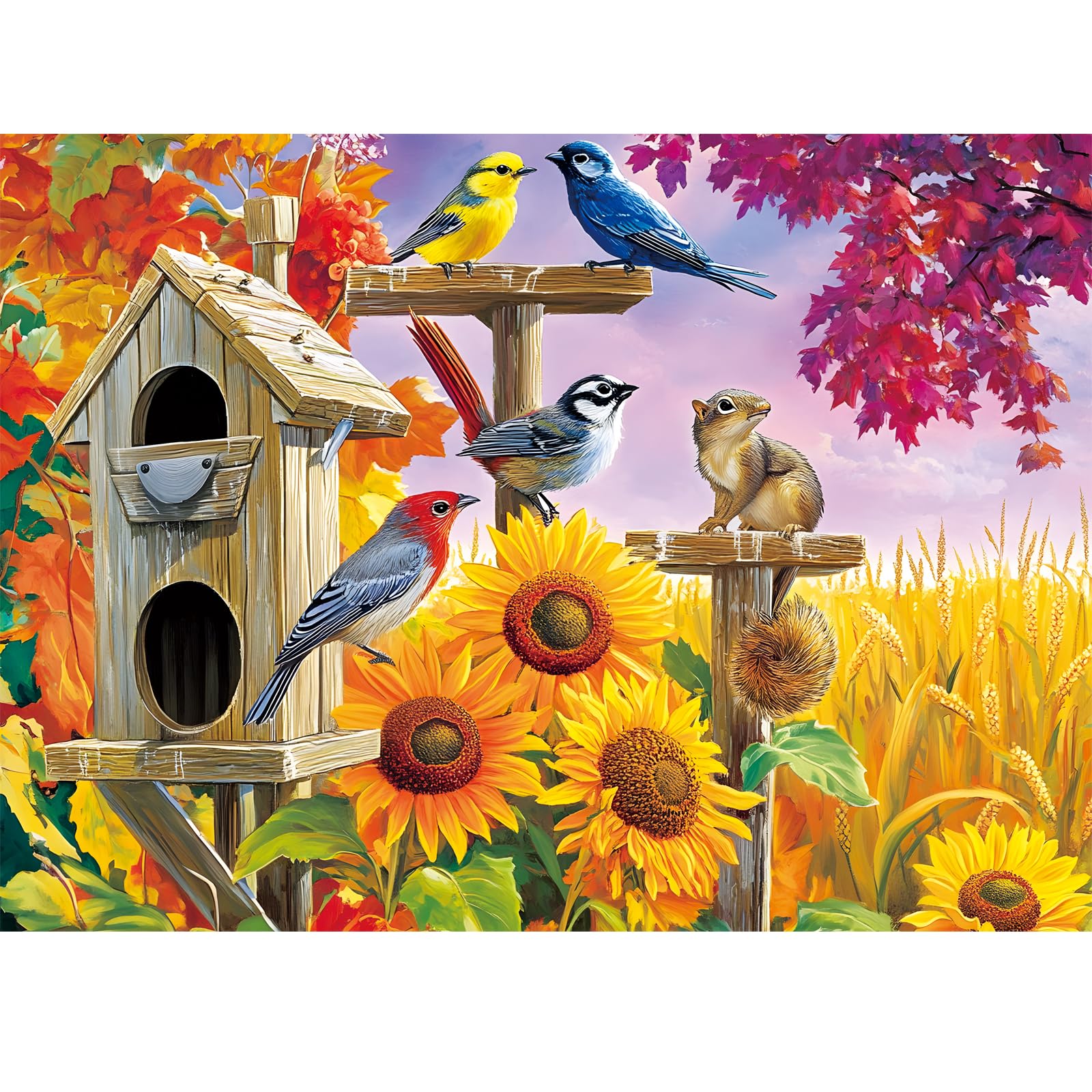 Jigsaw Puzzles 300 Pieces for mature-themeds Farm Birds Puzzle for mature-themeds Kids Seniors Recycled Cardboard Large Piece Puzzle 300 Piece Family Activity Great Gift for Family Friends 20.5 * 15 in