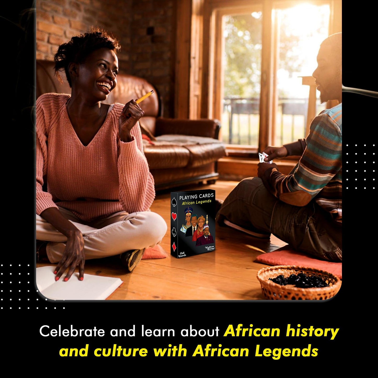 Kulture Games Playing Cards: African Legends - African Playing Cards - Trivia Party Game For Adults & Family Game Night - Black History Playing Cards – Inspirational African Legends Trivia Card Game